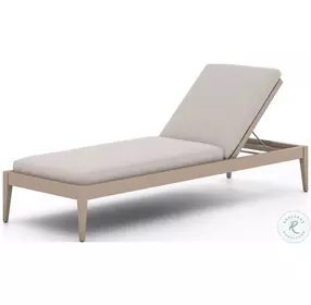 Sherwood Stone Gray and Washed Brown Performance Fabric Outdoor Chaise