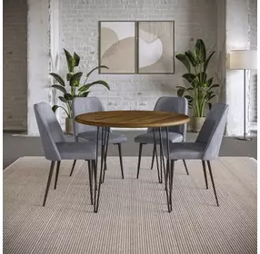 Brennan Gray Upholstered 5 Piece Dining Set