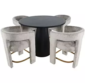 Gwen Luxury Black and Gray Upholstered 5 Piece Counter Height Dining Set