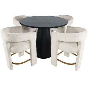 Gwen Luxury Black and Beige Upholstered 5 Piece Counter Height Dining Set
