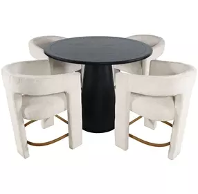 Gwen Luxury Black and Beige Upholstered 5 Piece Counter Height Dining Set