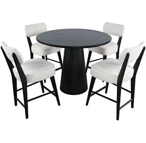 Nash Black and White Upholstered 5 Piece Counter Height Dining Set