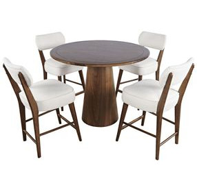 Nash Walnut and White Upholstered 5 Piece Counter Height Dining Set