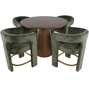 Gwen Luxury Brown and Green Upholstered 5 Piece Counter Height Dining Set