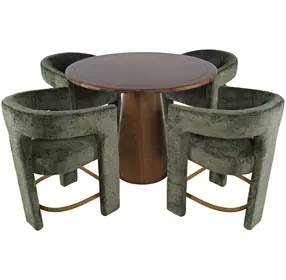 Gwen Luxury Brown and Green Upholstered 5 Piece Counter Height Dining Set