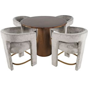 Gwen Luxury Brown and Gray Upholstered 5 Piece Counter Height Dining Set