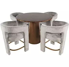 Gwen Luxury Brown and Gray Upholstered 5 Piece Counter Height Dining Set