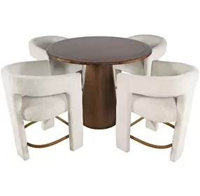 Gwen Luxury Brown and Beige Upholstered 5 Piece Counter Height Dining Set