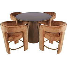 Gwen Luxury Brown and Red Upholstered 5 Piece Counter Height Dining Set