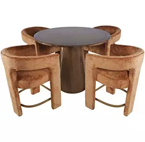 Gwen Luxury Brown and Red Upholstered 5 Piece Counter Height Dining Set