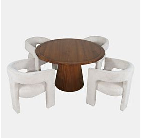 Gwen Luxury Brown and White Upholstered 5 Piece Dining Set