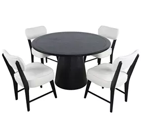 Nash Black and White Upholstered 5 Piece Dining Set