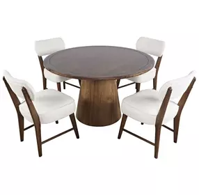 Nash Walnut and White Upholstered 5 Piece Dining Set