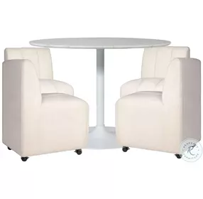 Rowan White Marble 42" Round Pedestal Dining Room Set