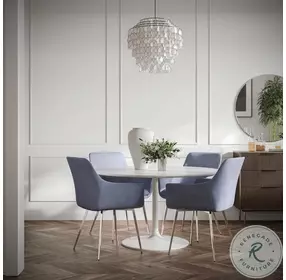 Rowan White Marble 54" Round Pedestal Dining Room Set