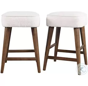 Wes Walnut Upholstery Backless Counter Height Stool Set Of 2