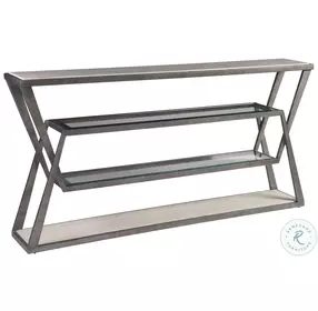 Signature Designs Ribbed Silver Leaf Adamo Console Table