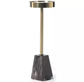Galen Dark Petrified Wood And Shiny Brass End Table