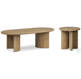 Paden Worn Oak Veneer Oval Occassional Table Set