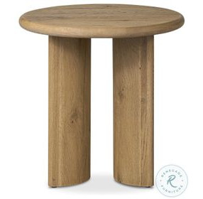 Paden Worn Oak Veneer Round End Table