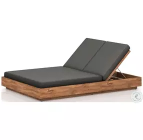 Kinta Charcoal Performance Fabric And Natural Outdoor Double Chaise