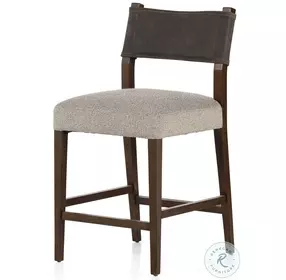 Ferris Nubuck Charcoal Leather Performance Fabric Counter Height Stool