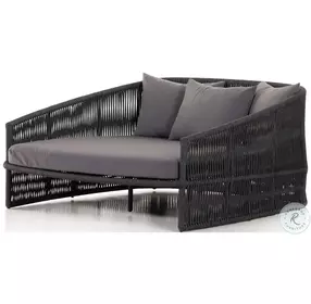 Porto Charcoal Performance Fabric And Bronze and Dark Grey Outdoor Daybed