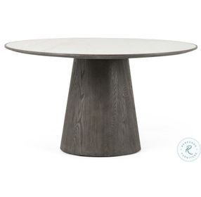 Skye Weathered Dark Oak And White Marble Round Dining Table