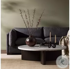 Toli Italian White Marble and Smoked Black Veneer Round Occassional Table Set