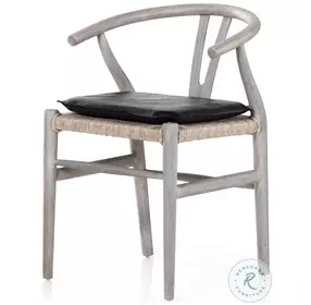 Muestra Pebble Black And Weathered Grey Teak Outdoor Dining Chair With Cushion