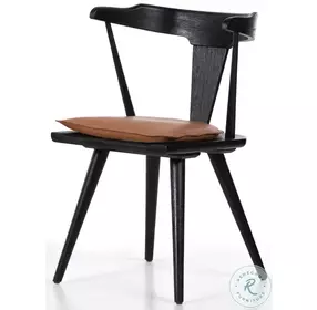 Ripley Black Oak And Whiskey Saddle Dining Chair