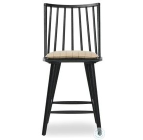 Lewis Black Oak Windsor Bore and Dowel Counter Height Stool