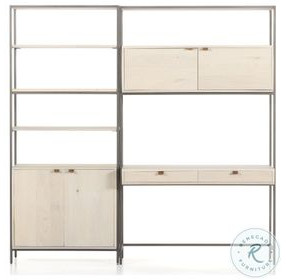 Trey Dove Poplar Modular Wall Desk With 1 Bookcase