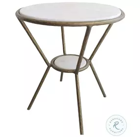 Refuge Antique Gold Marble Top Side Table