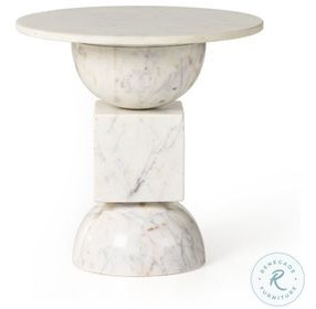 Neda Polished White Marble End Table