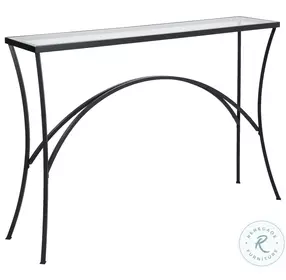 Zahara Satin Black Glass Top Console Table