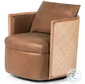 Newbury Palermo Cognac Leather Swivel Chair