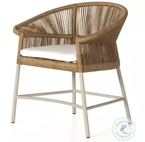 Irving Venao Ivory Performance Fabric Outdoor Dining Arm Chair