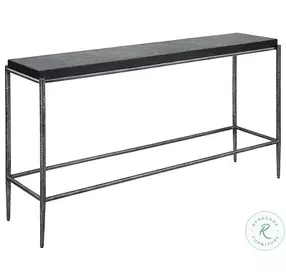 Valerion Dark Silver And Black Concrete Console Table