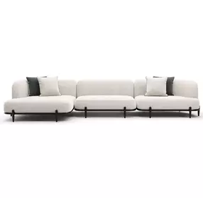Madera Oatmeal 3 Piece Modular LAF Chaise Sectional with Pillows
