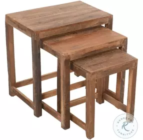 Reclamation Rustic Brown Nesting Accent Table Set of 3