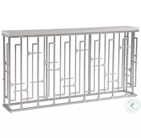 Mar Monte White Marble And Silver Leaf great Console Table