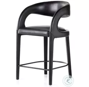 Hawkins Sonoma Black Leather Counter Height Stool