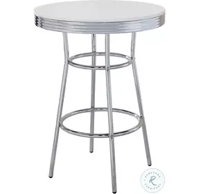 2300 Glossy White and Chrome Bar Table