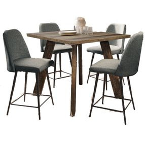 Reclamation Platinum and Gray Upholstered 5 Piece Counter Height Dining Set
