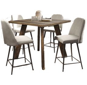 Reclamation Natural and Gray Upholstered 5 Piece Counter Height Dining Set