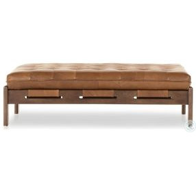 Halston Heirloom Sienna Leather Cocktail Ottoman