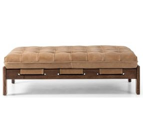 Halston Palermo Drift Leather Cocktail Ottoman