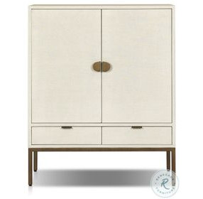 Cressida Ivory Painted Linen 2 Door Bar Cabinet