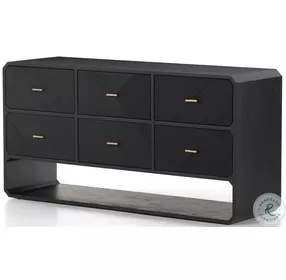 Caspian Black Ash Vaneer 6 Drawer Dresser